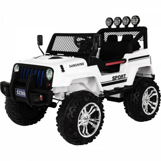 АВТОМОБИЛ НА АКУМУЛАТОР JEEP WRANGLER БЕЛ 12V 7AHx2 116x68x79.5cm